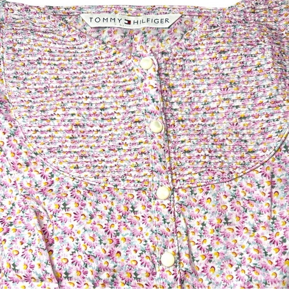 Tommy Hilfiger Pink Floral Cottegecore Spaghetti Strap Top 100% Cotton Size Xl - Picture 4 of 7